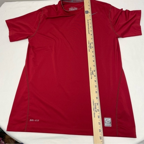 Nike Pro Combat Dri Fit Red Men’s Fitted Short Sleeve T-Shirt Size Large - Picture 10 of 11